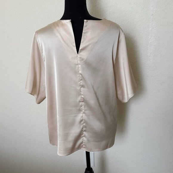 BANANA REPUBLIC SATIN TOP WITH SHORT SLEEVES BEIGE COLOR. SIZE L - Picture 3 of 9